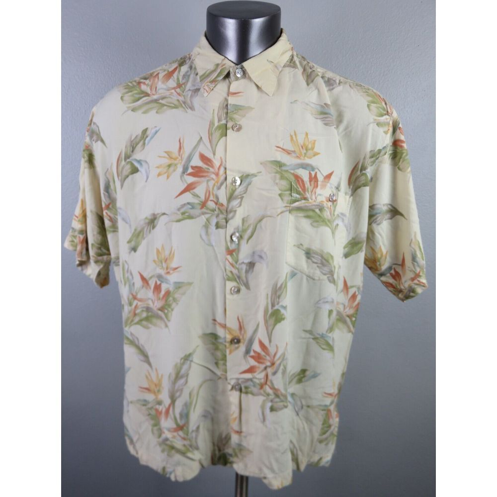 Mens Tori Richard Shirt Short Sleeve Button Front Viscose Floral Brown Size XL‎